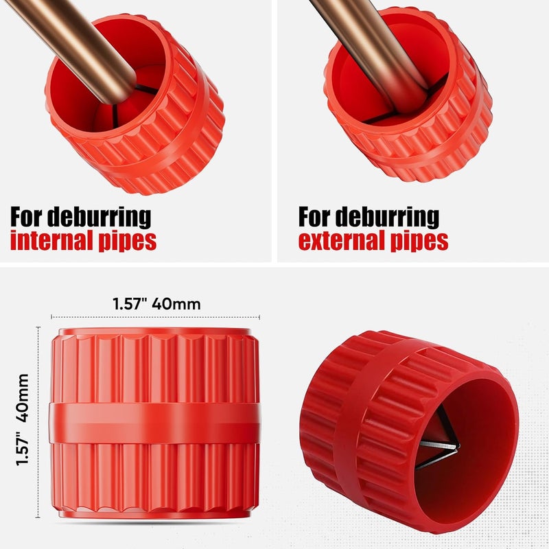 SHALL طقم قواطع الأنابيب 4 قطع، قاطع أنابيب نحاسية ثقيلة من 1/4’’ إلى 2’’ OD، قاطع أنابيب صغير من 1/8’’ إلى 7/8’’، أداة إزالة الشوائب وموسع الأنابيب الداخلية والخارجية للنحاس والألمنيوم والفولاذ المقاوم للصدأ وأنابيب PVC - Image 5